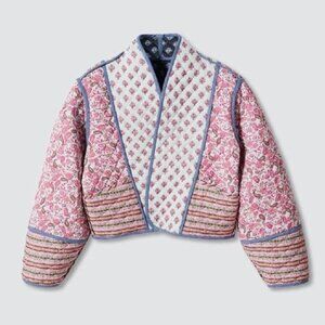 FindThy Women’s Vintage Floral Print Puffer Jacket (Women Size Small)